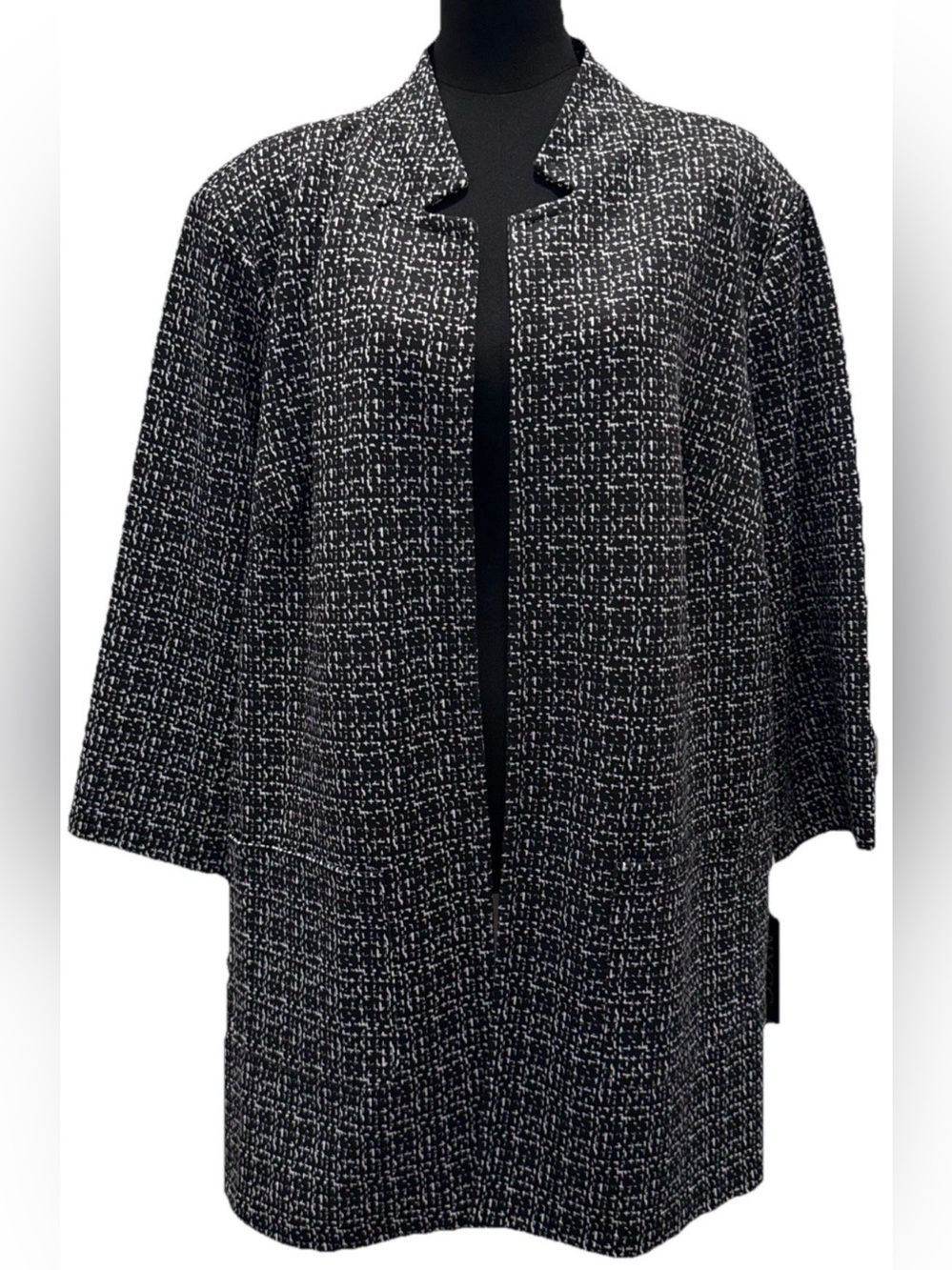 NYCC Women's Plus Size Black/White Open Blazer, 3/4 Sleeves, Size 3X, NWT
